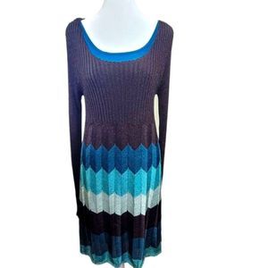 Shimmery Metallic Knitted Sweater Dress by Laundry by Design